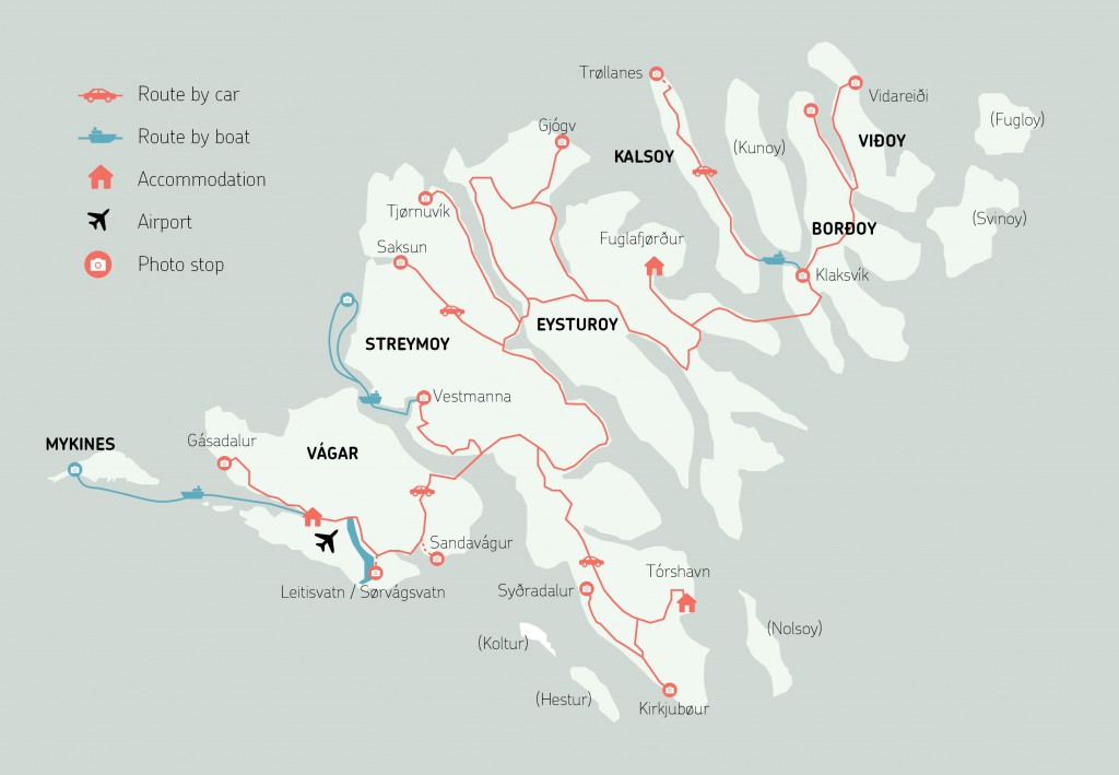 Faroe Islands: 7 days itinerary - the route on a map