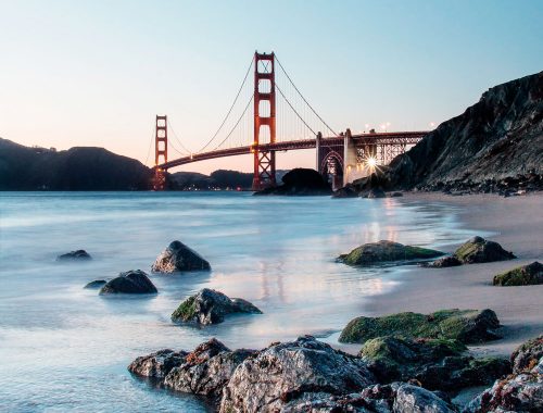 San Francisco Golden Gate Bridge seen from Marshalls Beach