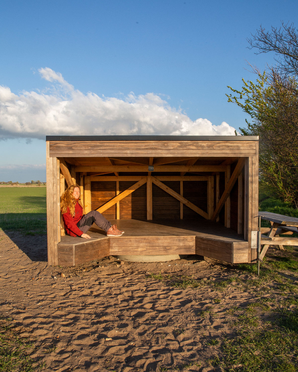 Drejelige shelters på Marskstien