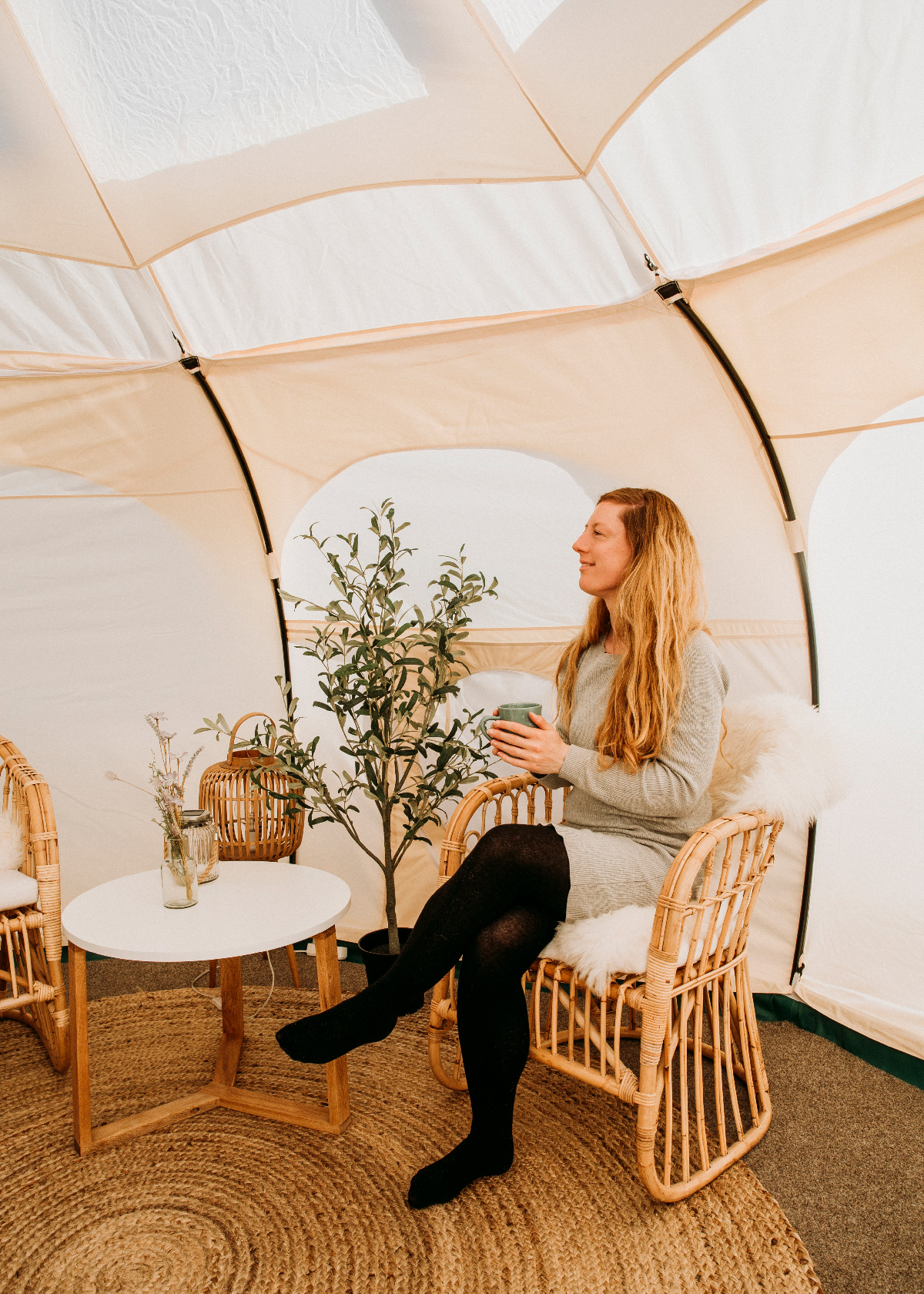 Glamping-telt ved Marsk Camp i Sønderjylland