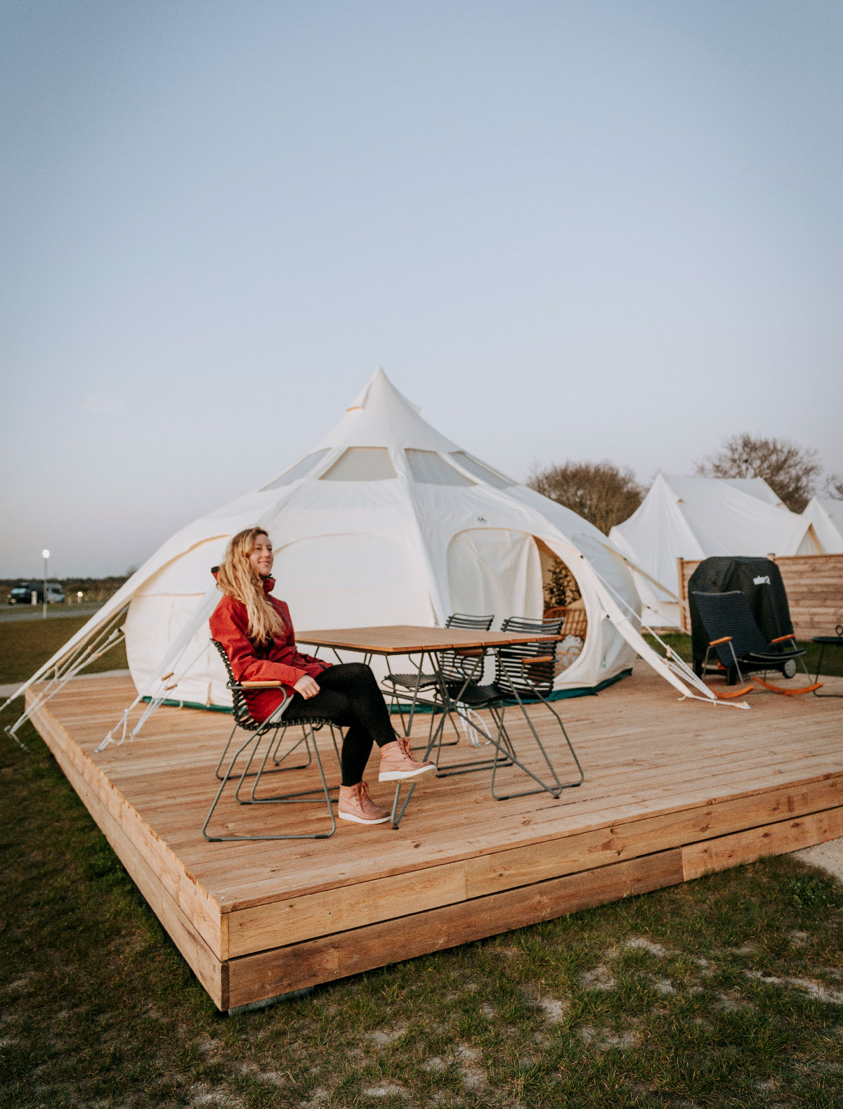Glamping-telt ved Marsk Camp i Sønderjylland