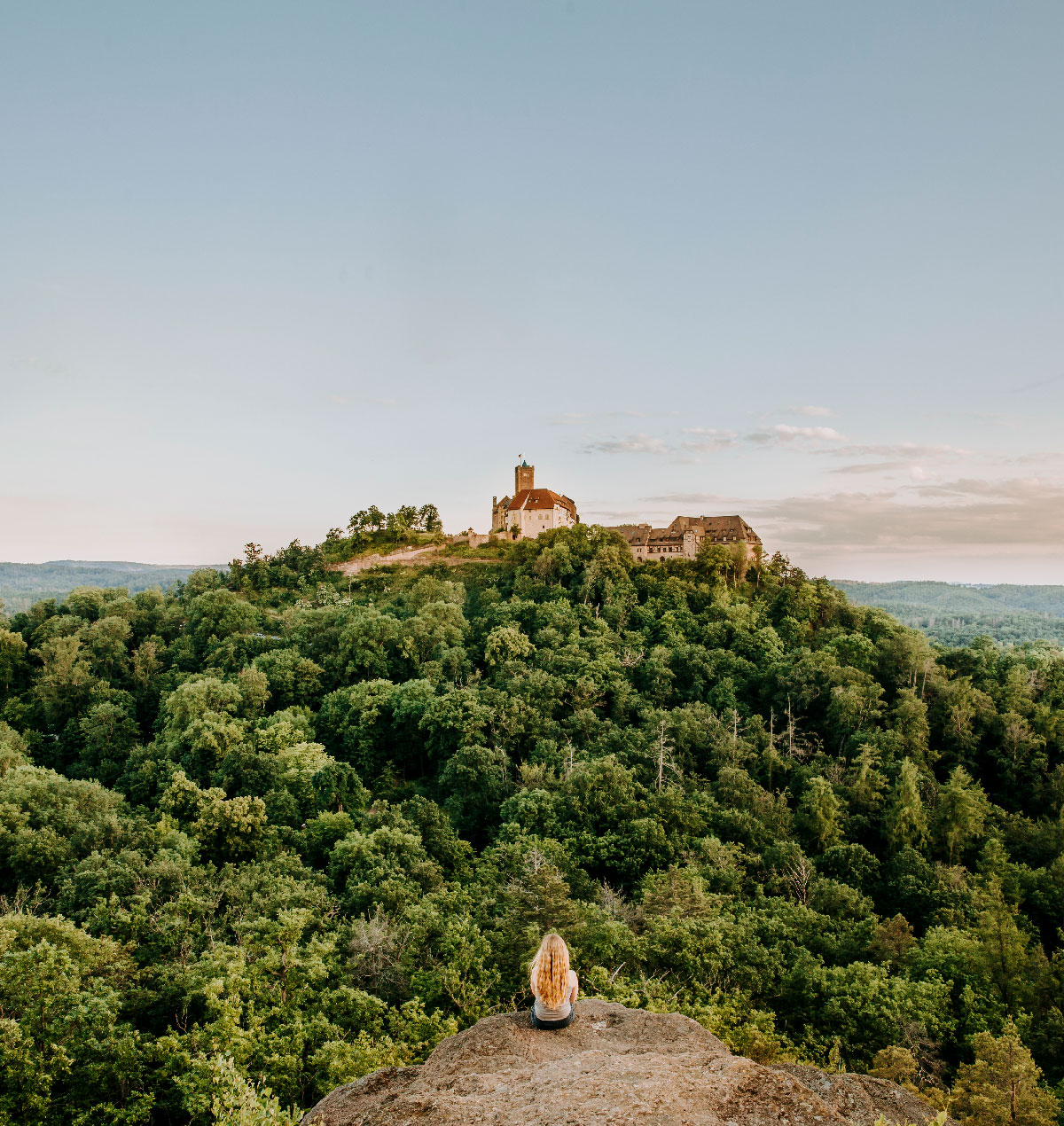 Wartburg Slot set fra Metilstein i Thüringen i Tyskland