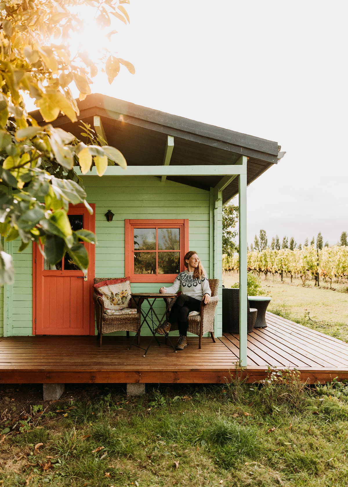 Overnatning på Fejø i hytter på Hideaway Vingård